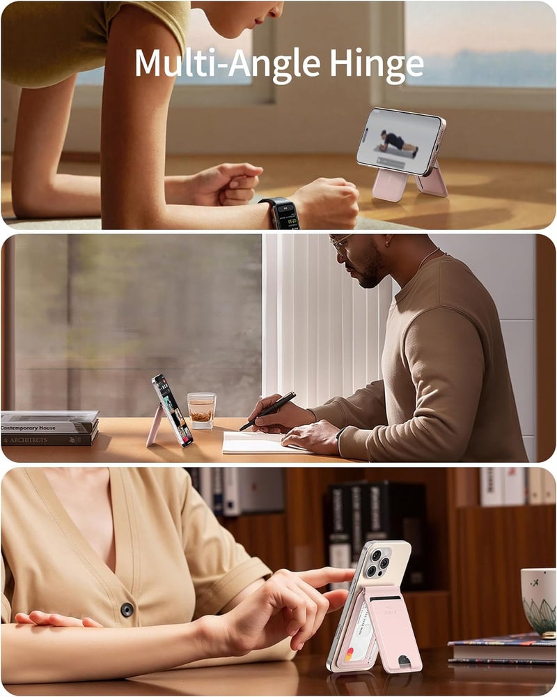 iWalk Stronger Magnetic Wallet, Upgraded for MagSafe Wallet, RFID Blocking, 5 Card Holder with Adjustable Stand, Slim Leather Phone Wallets for iPhone 17/16/15/14/13/12 Series, iPhone Wallets - Image 4